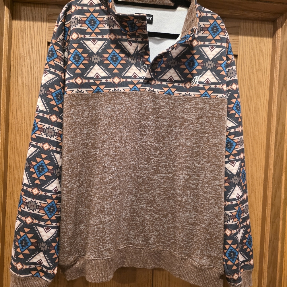 Hooey Azteck Patterned Brown Pullover 3XL